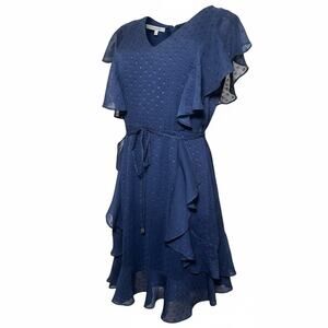 Tommy Hilfiger Women’s Navy Blue V Neck Chiffon Fit & Flare Sz12 NWT